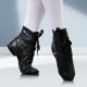 thumbnail image 2 of zapatos de baile a la moda para niños, zapatos de Jazz de cuero PU para hombres y mujeres, zapatillas suaves con suela dividida, zapatos negros para baile en gimnasio, 2 of 5