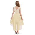 thumbnail image 2 of Hansber Girls Sleeveless Floral Lace High Low Chiffon Party Dress Bridesmaid Wedding Birthday Party Pageant Gown Champagne 6, 2 of 7