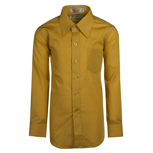 Boys Long Sleeve Button Down Dress Shirts 18 Colors - Walmart.com