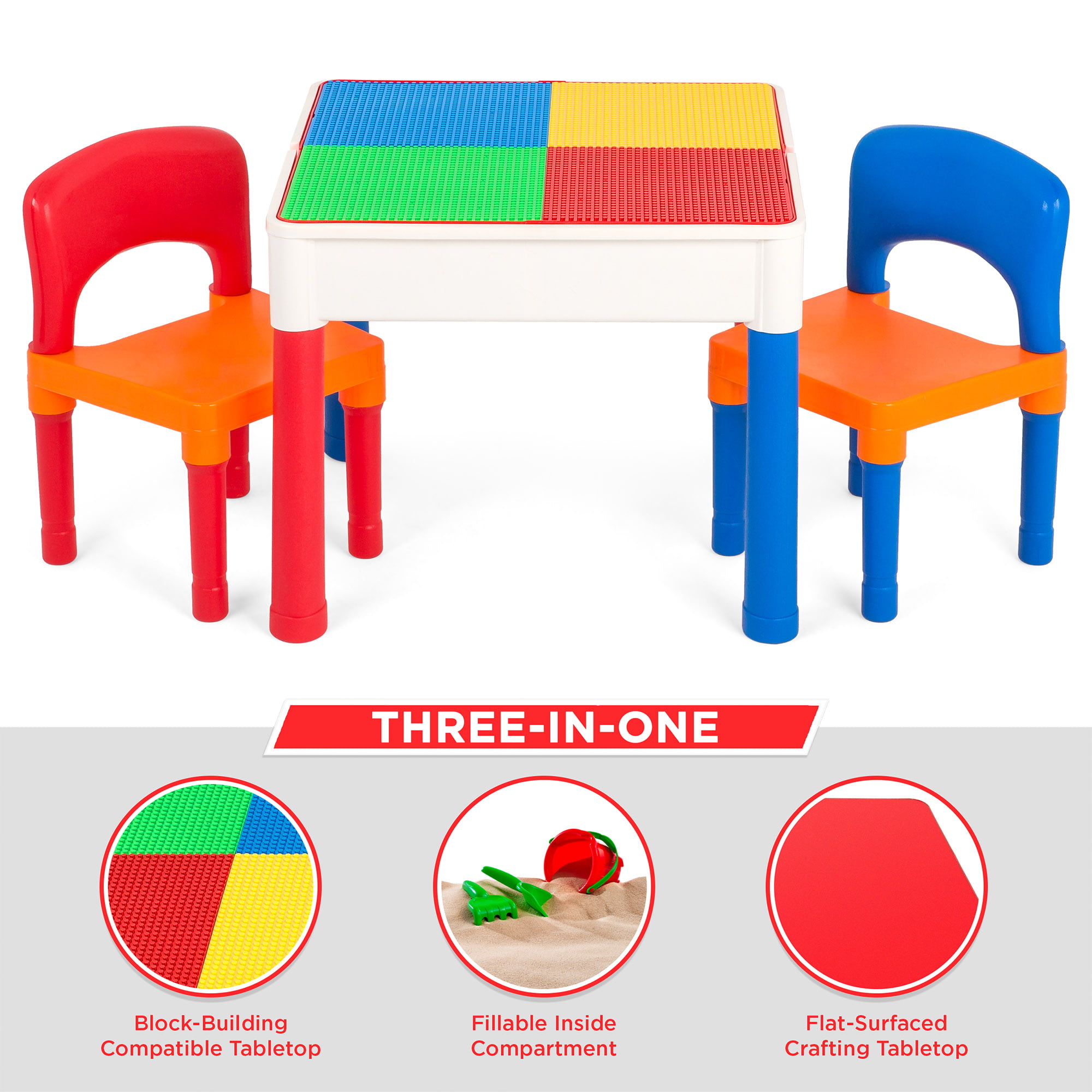 Building Blocks Table w//Storage for Toddlers Building Dinning Incl: 1 Lego Board 1 Duplo Board and 70 Pcs Brick Toys Kids Activity Table and Chair Set Learning Ages 3-8 QAM LIFE 8 in 1 Drawing