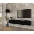 thumbnail image 2 of DORPEK, Floating Tv Stand for TVs up to 78", Entertainment Center with 3 Storage Cabinets, Picasso Tv Stand Sencron Black, Modern Wall Mounted Tv Unit, 1 Package, 2 of 6
