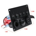 thumbnail image 6 of Geloo 5 Gang Rocker Switch Panel 12V Waterproof Marine Switch Panel Green LED Car Boat Switch Panel with Dual USB Charger Digital Voltmeter and Cigarette Lighter Socket, 6 of 10