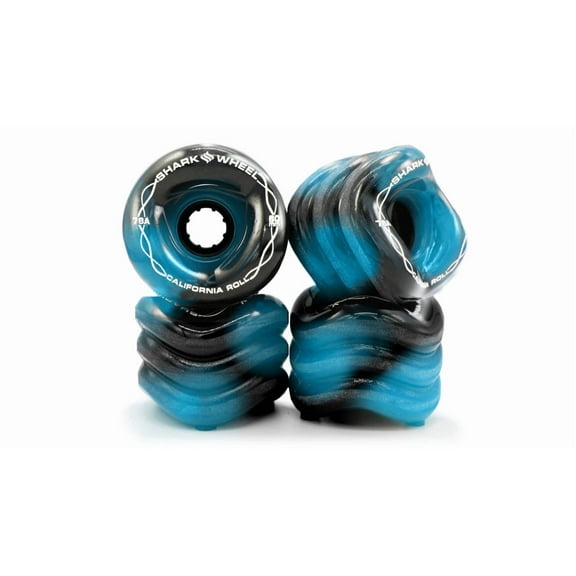 NEW Shark Wheel 60mm, 78a California Roll - Black/Blue Swirl