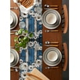 thumbnail image 2 of ERUNPONLY Blue White Daisy Table Runner - 90 Inch Long Vintage Farmhouse Butterfly Floral Wood Cotton and Linen Blended Dress Scarves Farmhouse Table Runner for Kitchen Dining, Coffee Table, 13"x90", 2 of 8