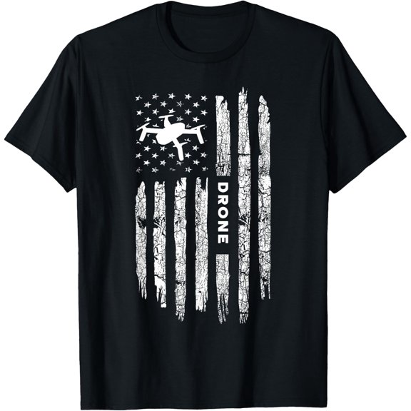 American Flag Drone Clothing - Drone Pilot Vintage Drone T-Shirt men and women can wear, black, white, gifts.