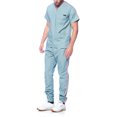 thumbnail image 3 of Dagacci Medical Uniform Unisex Men and Women V-Neck Top Joggers Pants Athletic Trim Cotton Scrub Set (Seafoam,XXL), 3 of 6