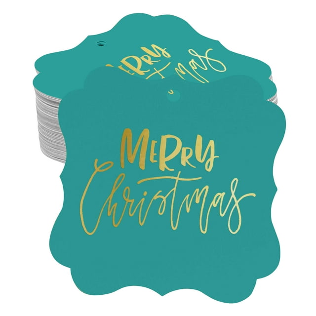Inkdotpot Pack Of 100 Real Gold Foil Bracket Shape Paper Tags Merry Christmas Favor Hang Tags
