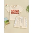 thumbnail image 2 of Suealasg Toddler Baby Girls Summer Clothes Short Sleeve T-shirt Tops Drawstring Shorts Checkerboard 2Pcs Outfits Set for Infant, 2 of 9