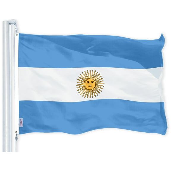 G128 - Argentina Argentinian Flag 3x5 ft Printed Brass Grommets 150D Quality Polyester Flag Indoor/Outdoor - Much Thicker and More Durable than 100D and 75D Polyester
