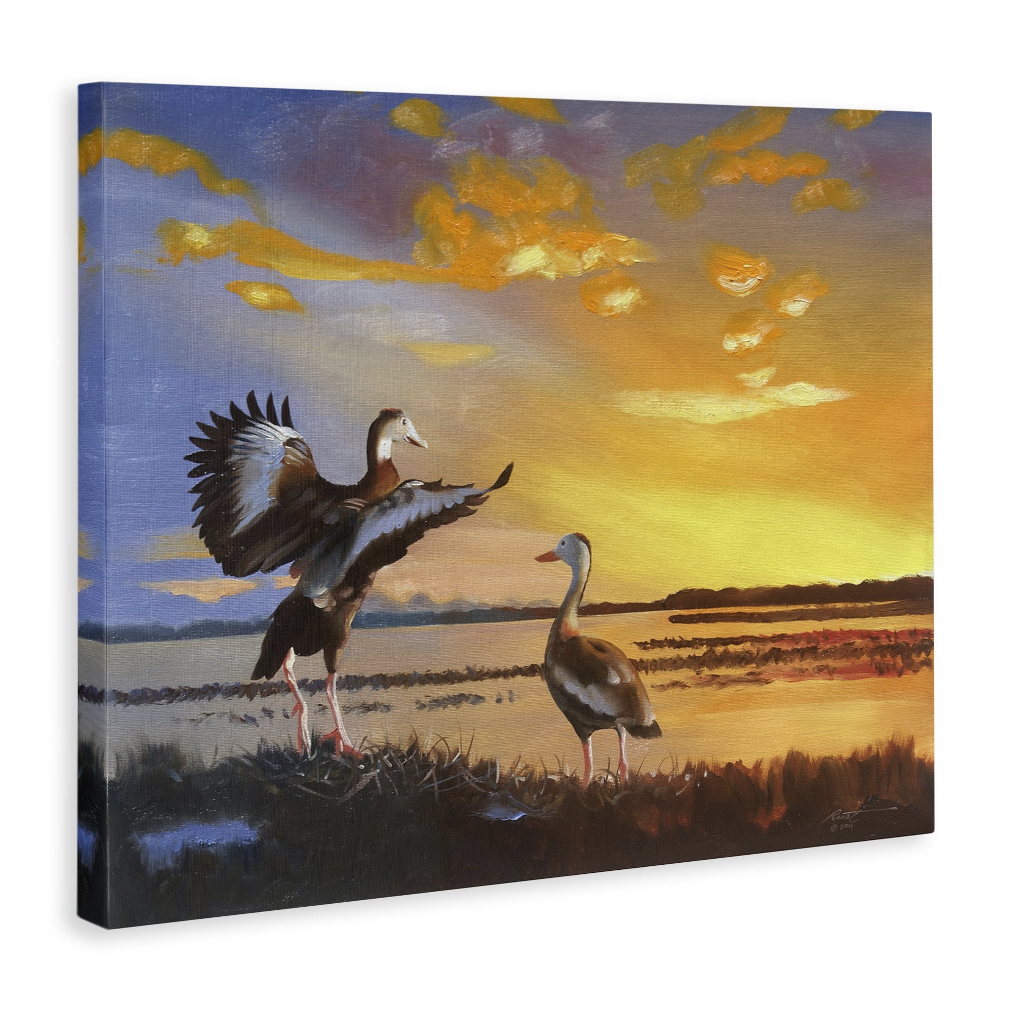 Stupell Industries Beach Birds at Sunset Animals & Insects Painting Gallery Wrapped Canvas Art Print Wall Art, 40 x 30