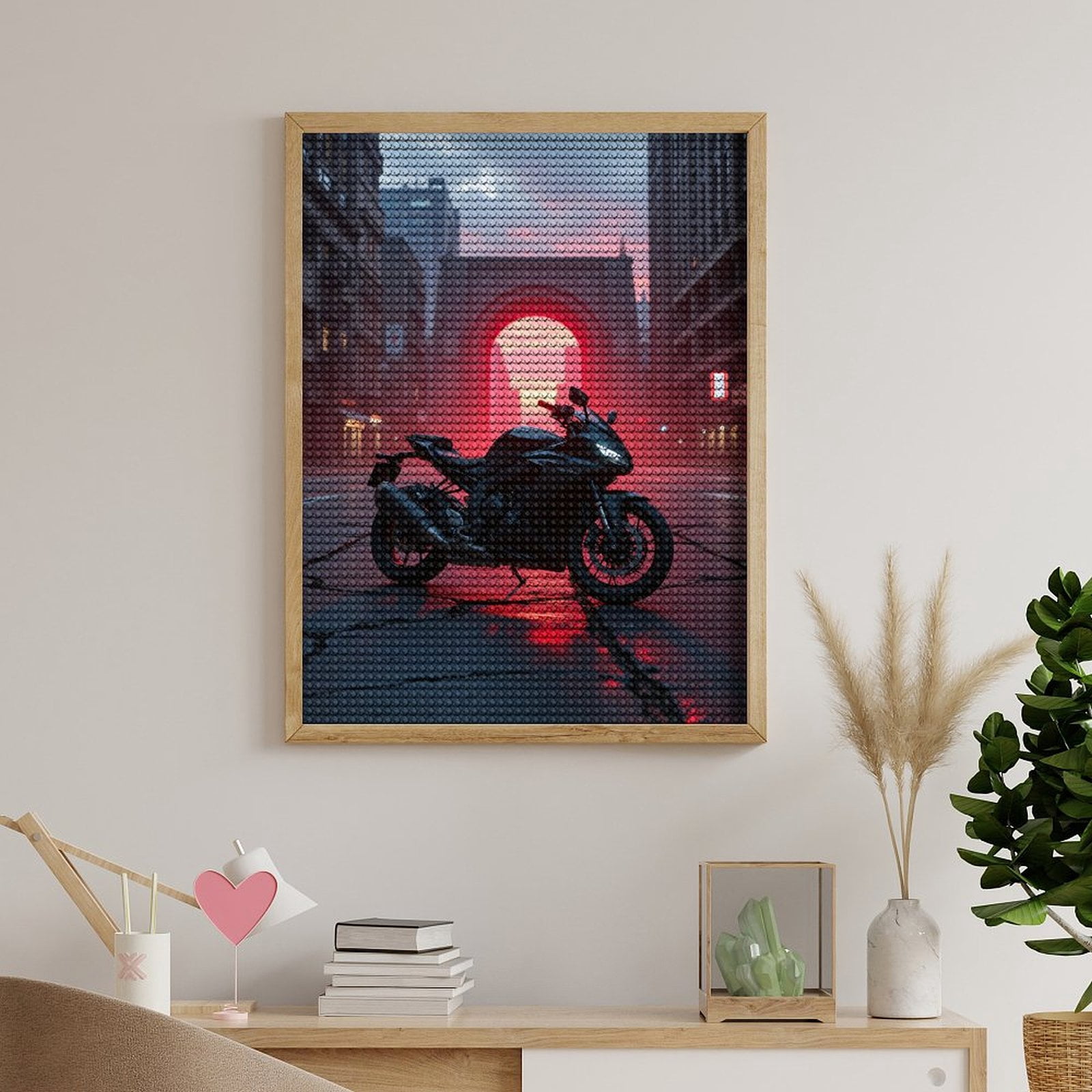 Diamond Art Kits for Adults, Motorcycle Urban Sunset Archway 5D Diamond Painting Kits for Adults Beginners, DIY Full Drill Diamond Painting, Gem Art and Crafts 12x16