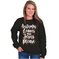 thumbnail image 5 of Fall Autumn Leaves and Jesus Please Women Crewneck Sweatshirt Brisco Brands X, 5 of 6