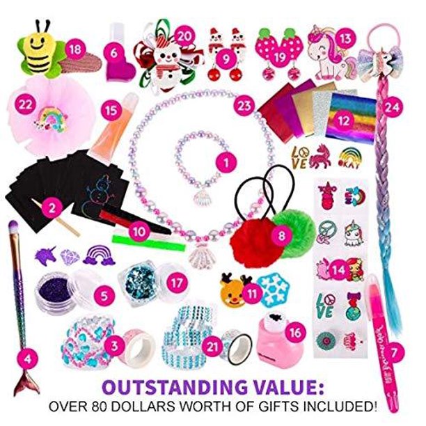 purple-ladybug-2020-advent-calendar-for-girls-with-24-unique-gifts-unicorn-amp-mermaid-themed-items-hair-accessories-jewelry-crafts-amp-more-great-christmas-countdown-calendars-walmart-com