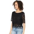 thumbnail image 2 of Romeo and Juliet Couture BLACK Women's Lace and Fringe Top, US Small, 2 of 3