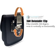 AH Premium 360 Rotating Military Grade Men Phone Belt Construction Holster Pouch, for Samsung Z Flip 4 5G, Z Flip3, Mot Razr 5G (Black Leather)