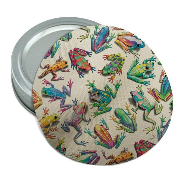 Rainbow Rainforest Frogs Sticky Fingers Pattern Round Rubber Non-Slip Jar Gripper Lid Opener
