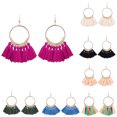 thumbnail image 4 of Colorful Round Hoop Allergy Free Earring Bohemia ear stud Tassel Style Colorful Thread Tassel Pendants Earring, 4 of 9
