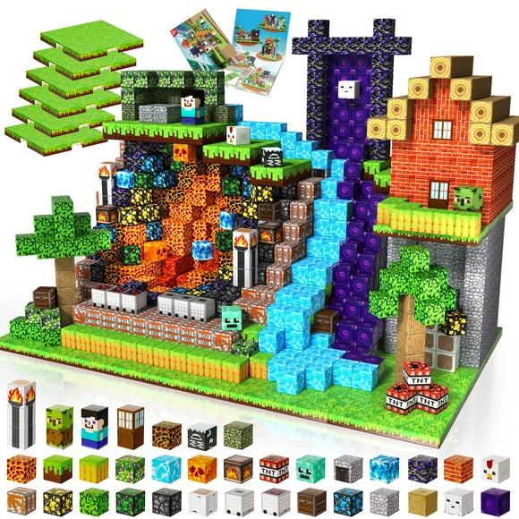 200PCS Magnetic Building Blocks with 6 Baseplate, Magnetic Blocks Cubes for Kids Ages 4-8, Stacking Magnet Blocks STEM Building Toys for B