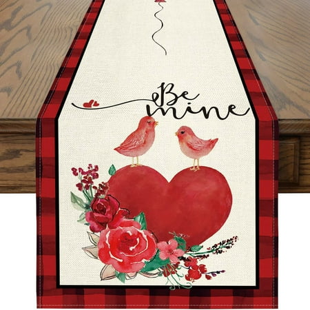 

Kokovifyves Home Essentials Valentine S Day Table Flag Festival Decoration Love Little Gnome Pattern Linen Table Cloth 33 * 275Cm