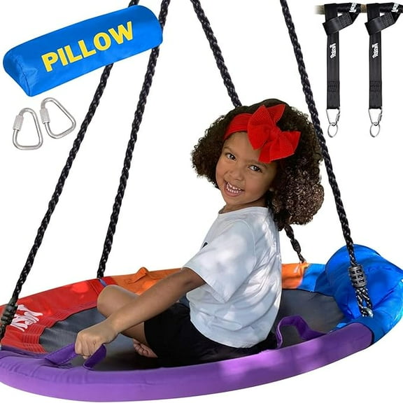 Hazli 40 Inch Saucer Swing for Kids Outdoor - 700lb Round Tree Swing for Kids Flying Saucer Swingset