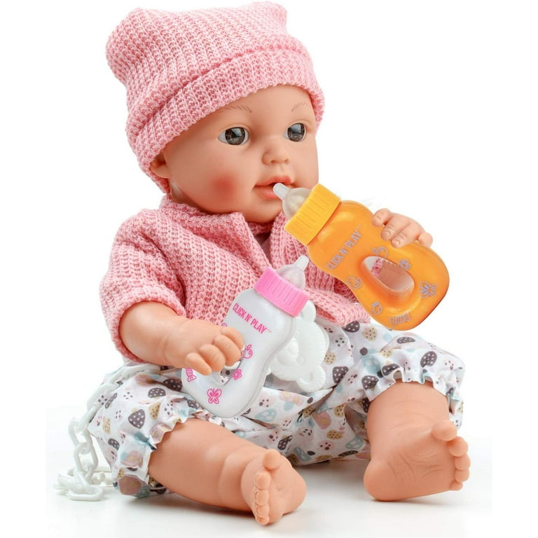 Click N Play Doll Accessories Magic Disappearing Milk and Juice Feeding Bottle Set for Baby Dolls Walmart