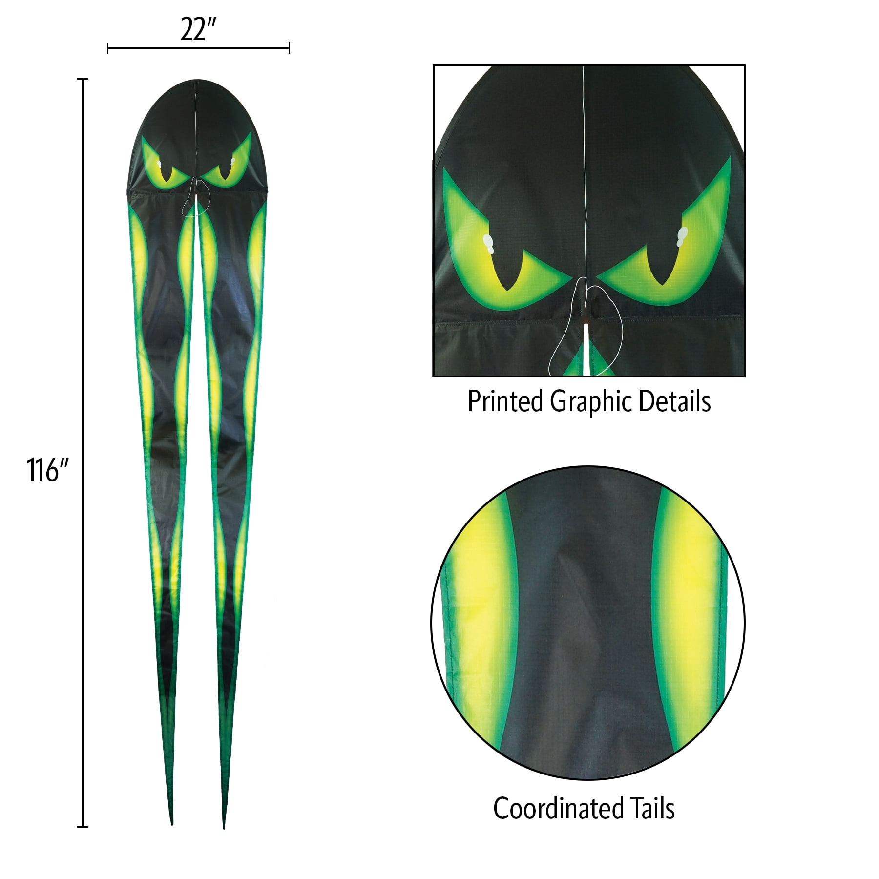 In the Breeze 3349 — 22" Eyes Dancing Dragon Kite — Easy Flying Single Line Kite