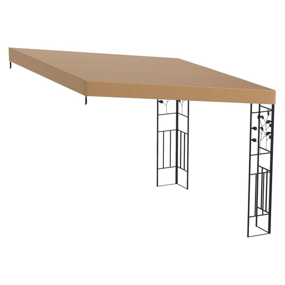 10x10 Outdoor Pergola Canopy, Metal Patio Gazebo w/ Drainage, Coffee