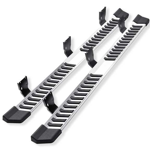 Ikon Motorsports Compatible with 99-16 Ford F250 Superduty Crew Cab V Style Running Boards Silver Side Step Bar