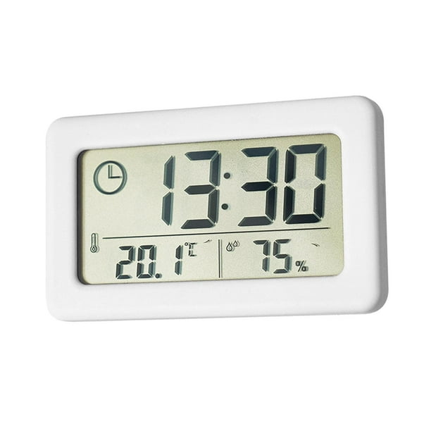 Reloj despertador digital moderno con higrómetro y pantalla LCD para colgar, silencioso, para habitación infantil. C blanco