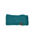 thumbnail image 2 of C.C Soft Stretch Winter Warm Cable Knit Fuzzy Lined Ear Warmer Headband, Teal Ribbed, 2 of 2