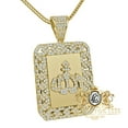 thumbnail image 2 of Real Sterling Silver Allah Muslim Charm Islamic Dog Tag Pendent Diamond + Chain/Gold Finish, 2 of 6