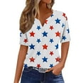 thumbnail image 1 of Blusas de Verano de las Mujeres Casual Gradiente Manga Corta V-Cuello Superior, Ligera Imitación de Tela de Estante para la Primavera Y el Verano Diario Y de Fiesta, 1 of 5