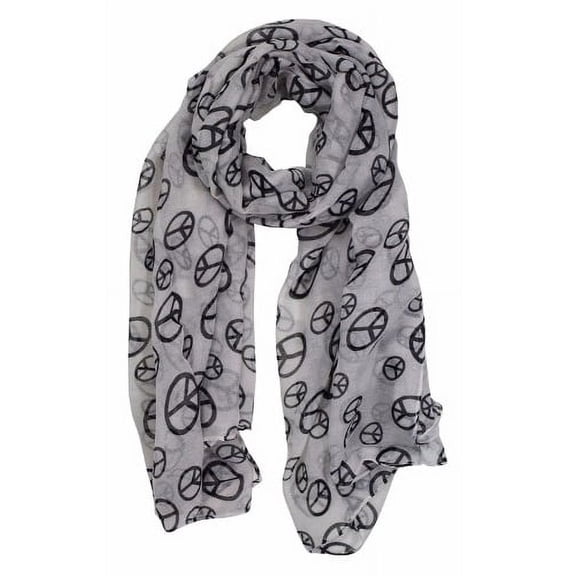 Peach Couture Fashionable Lightweight Peace Sign Design Scarf Shawl