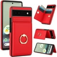 thumbnail image 1 of MYKOMI for Google Pixel 6A Wallet Case, Leather Case with Credit Card Holder and 360° Rotation Ring Stand, RFID Block Flip Leather Shockproof Cover, 1 of 7