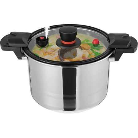 pijopang 7.4 Quart Stainless Steel Pressure Cooker, 60Kpa Pressure Canner with One-hand Operating Glass Lid Pressure Cooker Safer for Canning Pressure Cookder Easy to Clean