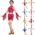 thumbnail image 1 of MKOSPLRT Justaucorps à Franges à Paillettes pour Filles Enfants avec Robe à Pampilles, Col en V, Bretelles Spaghetti, Robe de Danse Scintillante Vintage, Mini Robes de Fête 3-12 Ans, 1 of 6