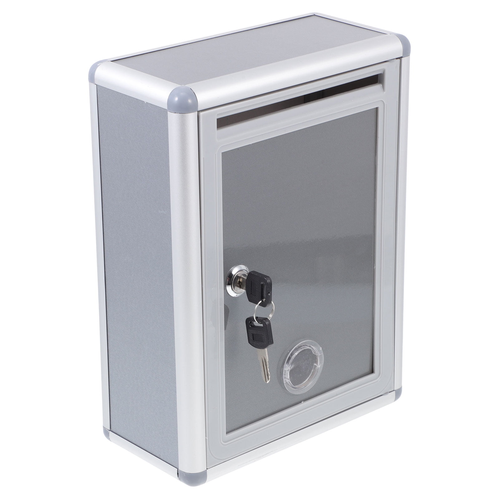 HOMEMAXS  Set of 2 Locking Mailbox Post Tin Suggestion Standing Travel Staff Silver