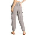 thumbnail image 3 of C'est Toi Women's High Rise Baggy Cargo Woven Tencel Jogger Pants (L, Gray), 3 of 3