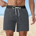 thumbnail image 2 of HVOBTTY Men's Summer Casual Elastic Waist Lightweight Beach Shorts Solid Color Swim Trunks with Liner Gray, S, 2 of 5