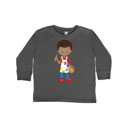 

Inktastic African American Boy Painter Paint Artist Gift Toddler Boy Girl Long Sleeve T-Shirt