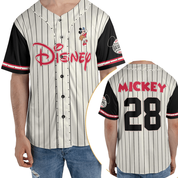 Two Sided Disney Mickey Mouse Baseball Jersey, Disney Mickey Mouse Co est 1928 Sport Shirt, Mickey Fan Gift, Disneyland Trip Baseball Team