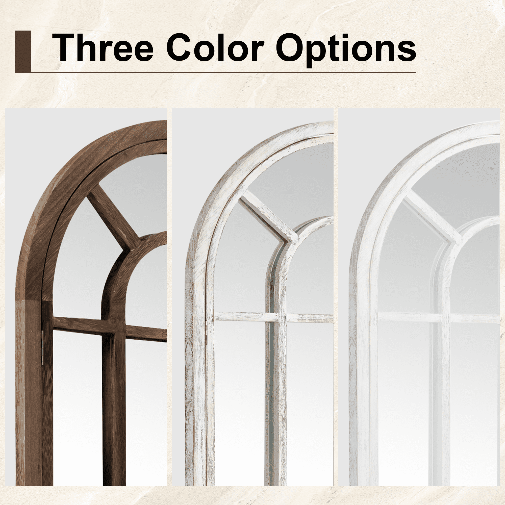 MAYEERTY 71"x32" White Arched Wall Mirror Full Lengthr with Hanging Mirror