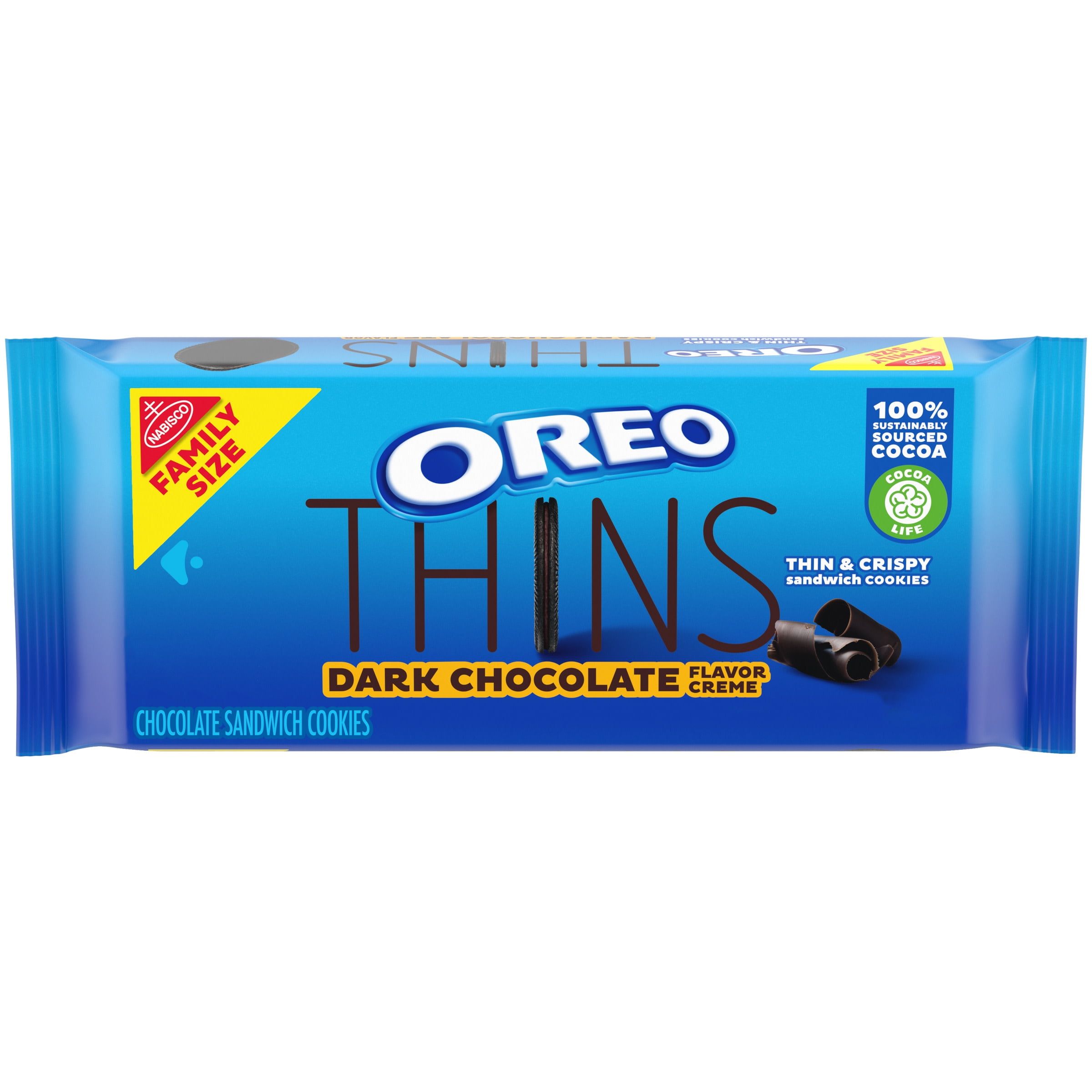 OREO Thins Dark Chocolate Creme Sandwich Cookies, Family Size, 13.1 oz