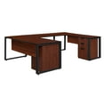 thumbnail image 3 of Regency Structure 66" x 30" Double Laminate Pedestal U-Desk with 48" Bridge- Cherry/Black, 3 of 4