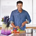 thumbnail image 4 of Kitchen Knife Set, 7 PCS Cooking Knife Set with Block, Sharp Stainless Steel Knives Set with Ergonomic Handle, Professional Chef Knife Set for Home Family Restaurant (Purple), 4 of 8