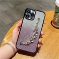 thumbnail image 1 of Funda de teléfono con correa de pulsera con purpurina chapada de lujo para iPhone 11, 12, 13, Mini, 14 Pro Max, X, XR, XS, 7, 8 Plus, funda de cadena de diamante Flash Fivean unisex, 1 of 2
