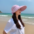 thumbnail image 6 of Womens Sun Hats 2 in 1 Zip-Off UV Protection Wide Brim Sun Visors Ponytail Beach Hat Foldable Tennis Golf Hats, 6 of 8