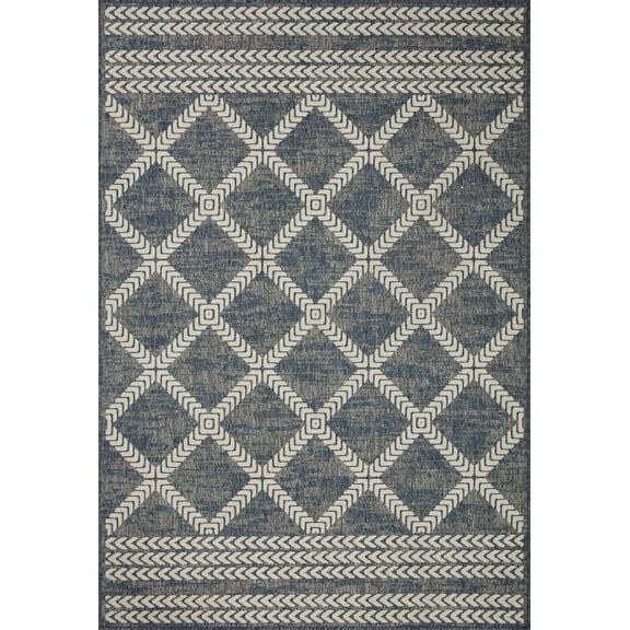Loloi Rainier Indoor Outdoor Denim / Ivory 7'-10" x 10'-10" Area Rug