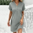 thumbnail image 2 of Women's Casual Summer Dress 2025 V Neck Short Sleeve Boho Mini T Shirt for Beach Work Outfits, 2 of 2