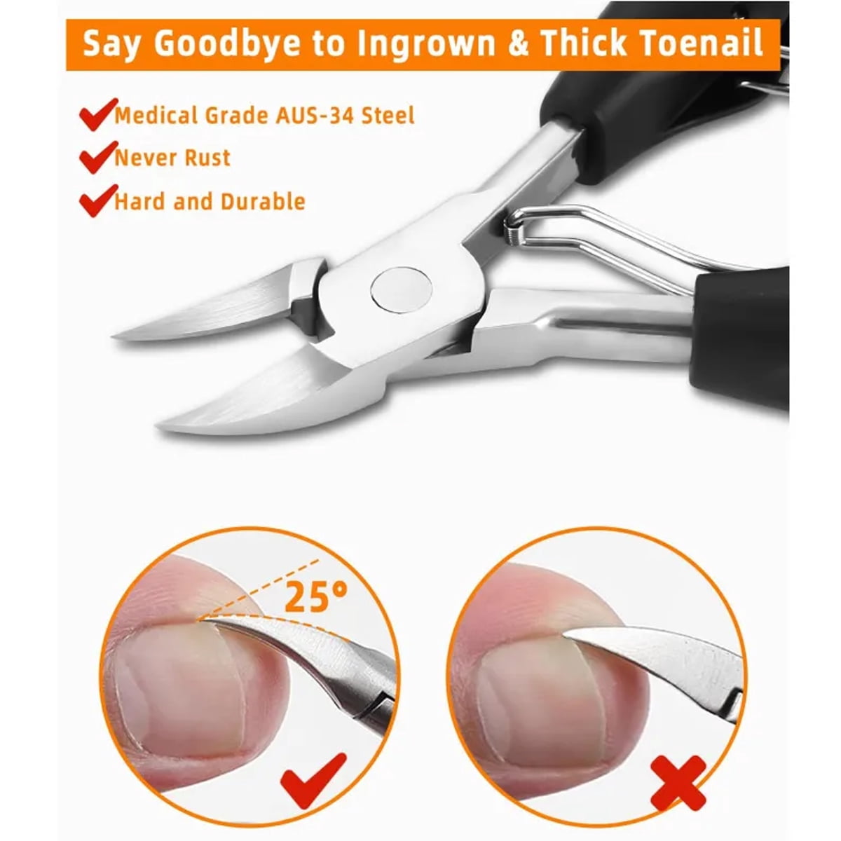 TNSAWRRYOE 9Piece Stainless Steel Ingrown Toenail & Pedicure Tool Set, Home Use Nail Care Kit with Eagle Beak Pliers, Precision Clippers & Foot Care Tools